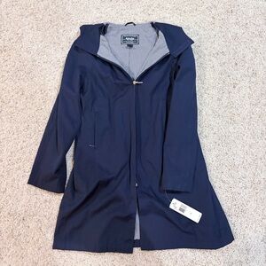 Ralph RL-1967 NWT Large Women’s Navy Gingham Lined Hooded Rain Jacket